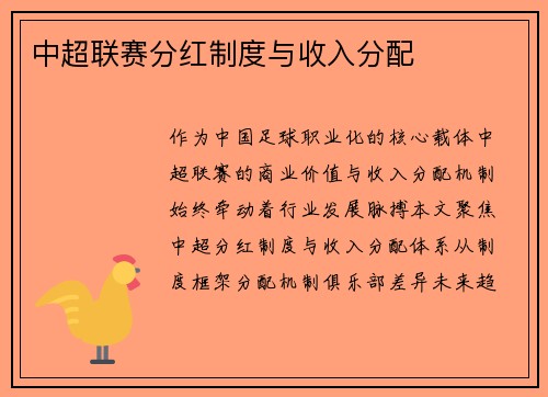 中超联赛分红制度与收入分配